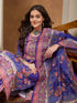 Janasya Women's Purple Cotton Blend Floral Printed Straight Kurta Set